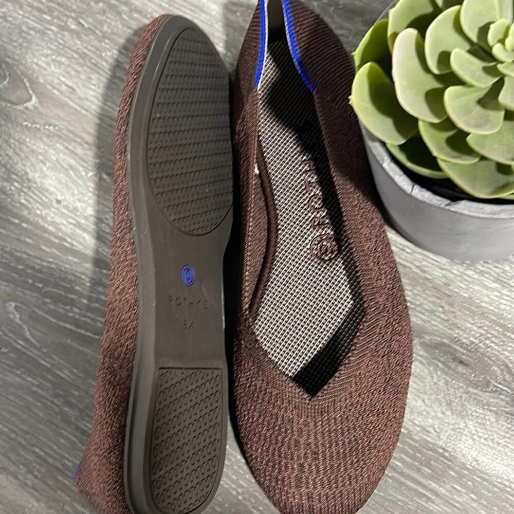 Rothys Round Truffle Python Size 8 Brown Flat Sho… - image 7